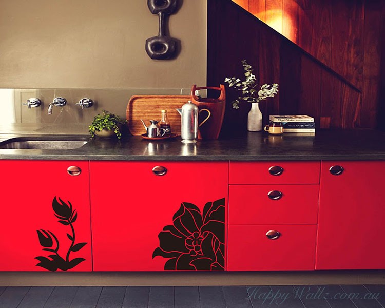 Beautiful Flowers Cabinet Decor Art Decal